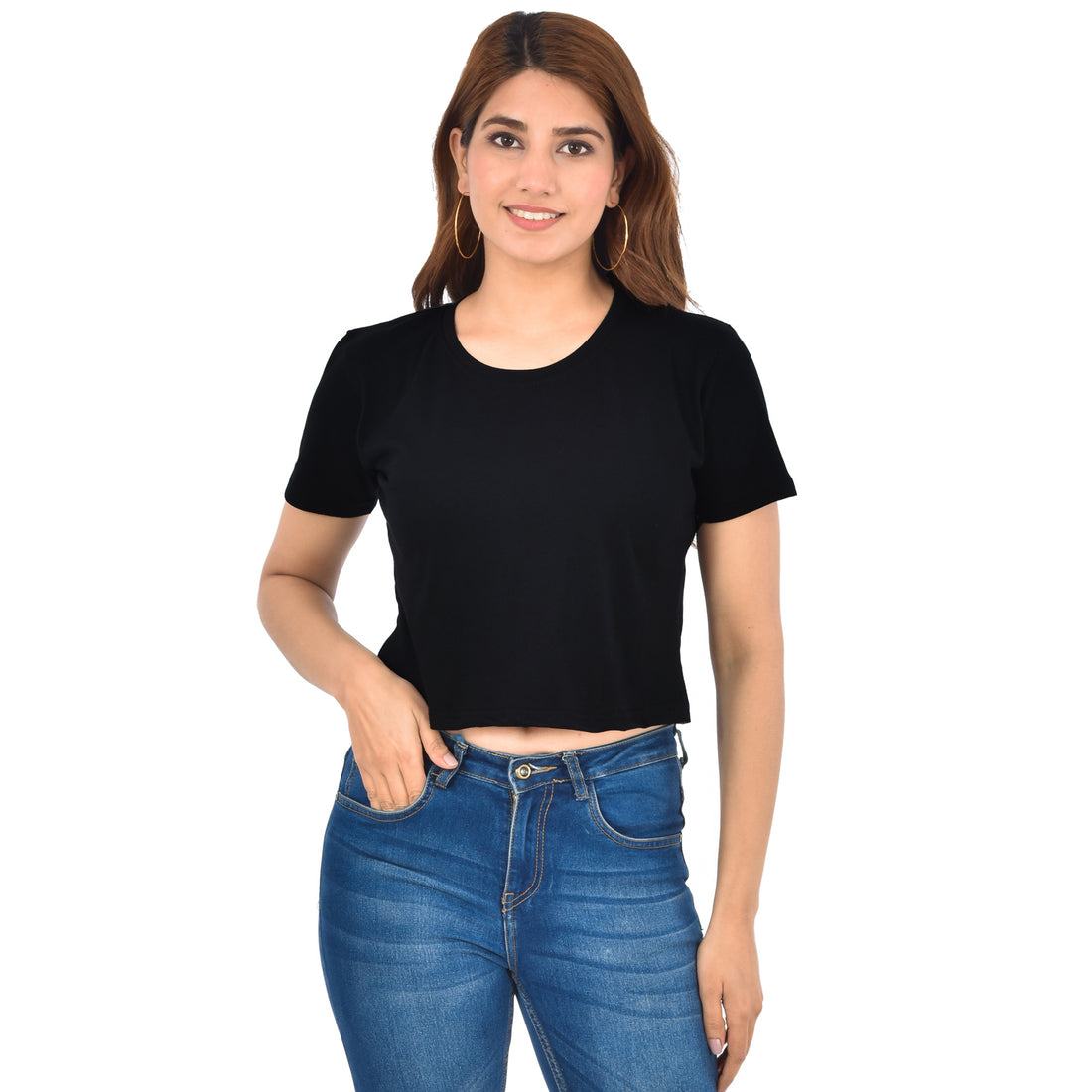 Black & Grey Cotton Hosiery Crop Top Combo