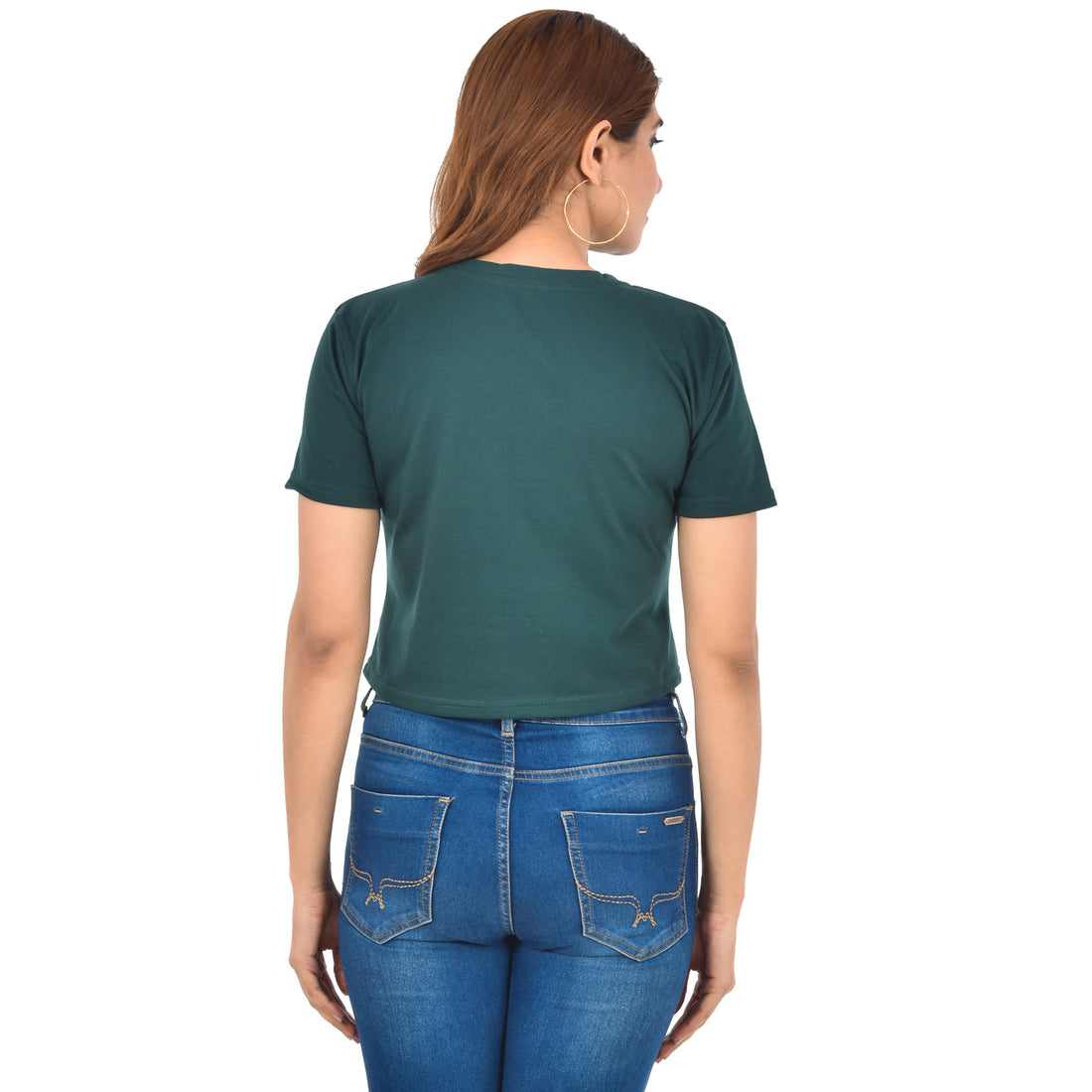 Green Cotton Hosiery Crop Top