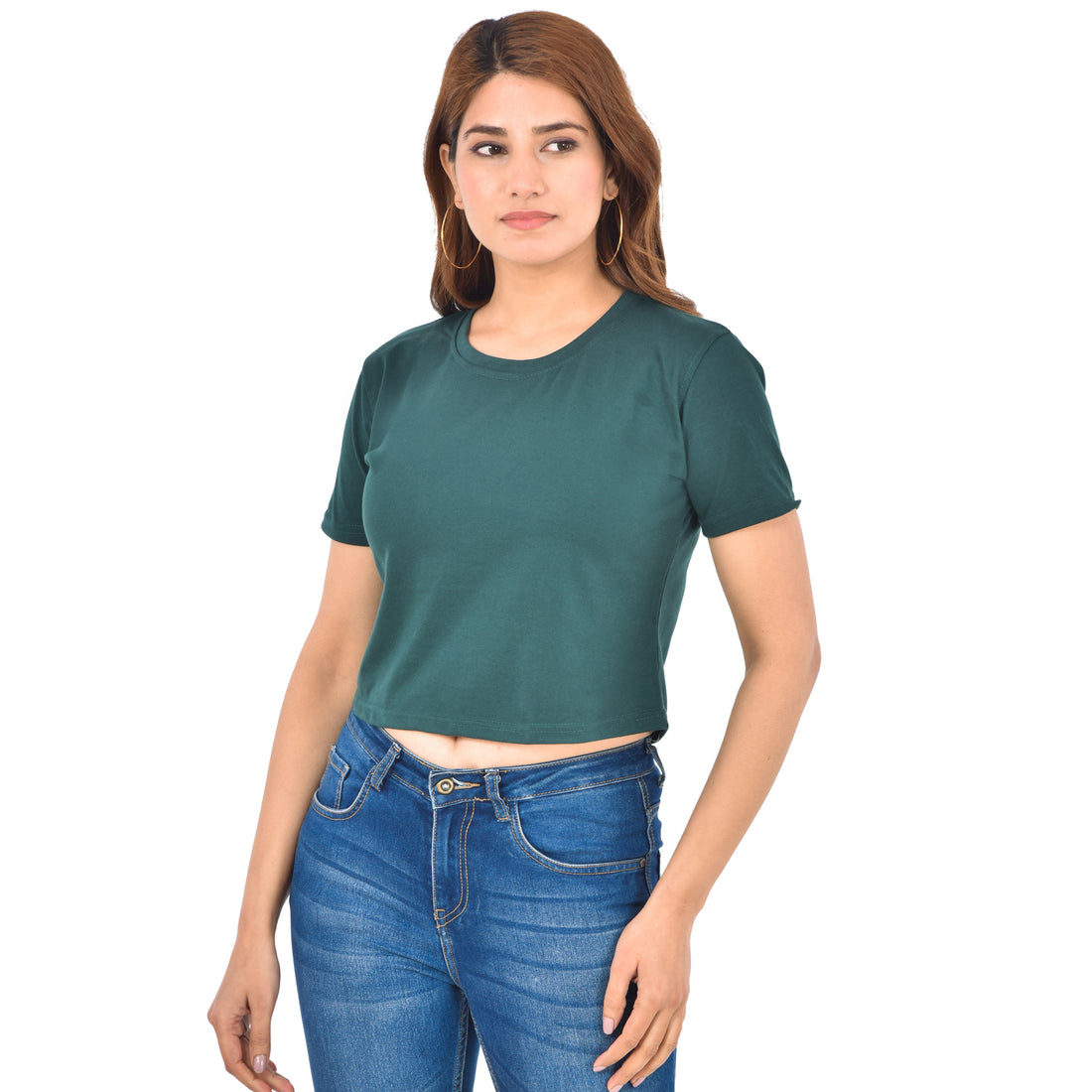 Green & Maroon Cotton Hosiery Crop Top Combo