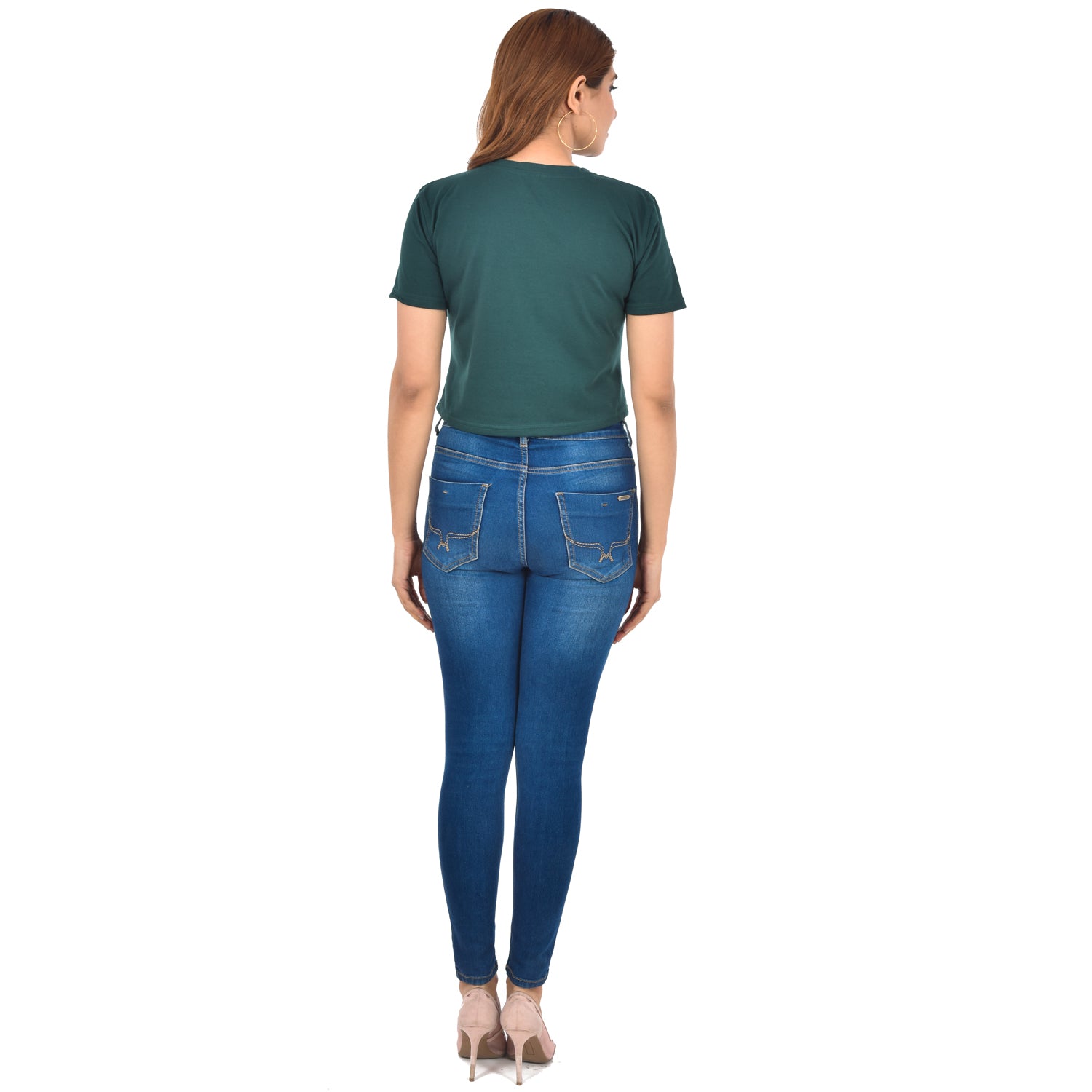 Green Cotton Hosiery Crop Top