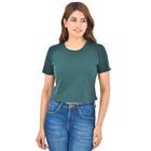 Green Cotton Hosiery Crop Top