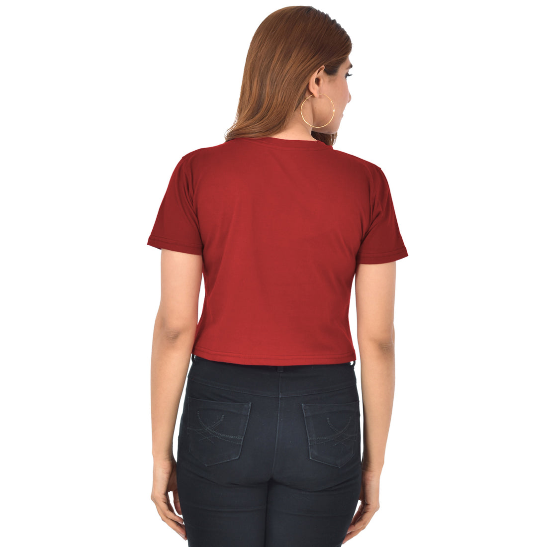 Maroon Cotton Hosiery Crop Top
