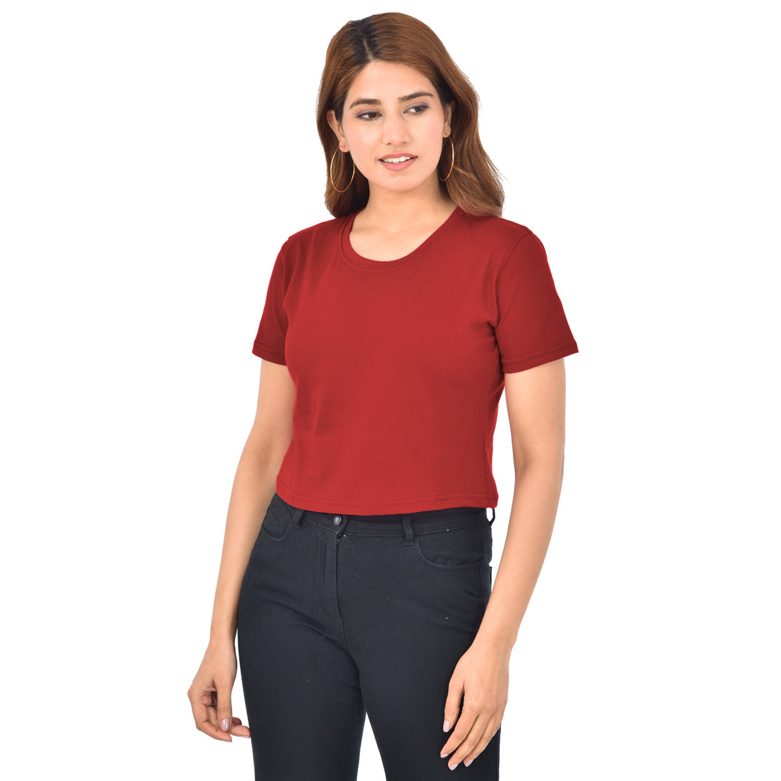 Maroon & White Cotton Hosiery Crop Top Combo