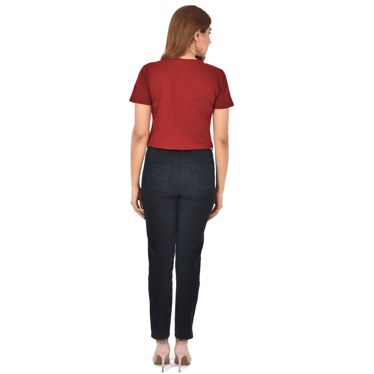 Maroon Cotton Hosiery Crop Top