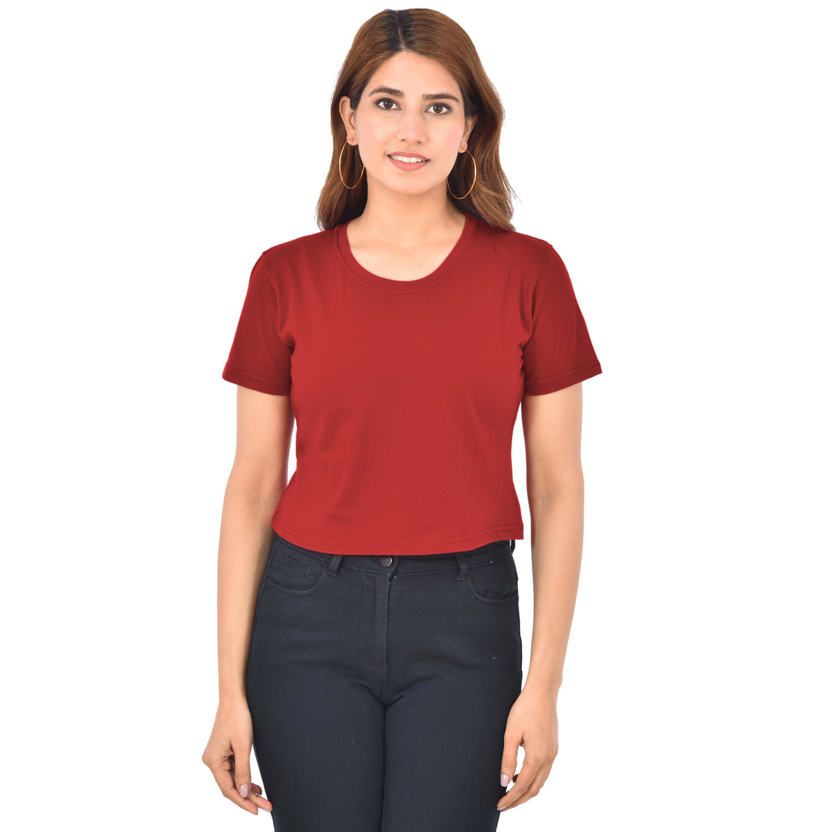 Maroon Cotton Hosiery Crop Top