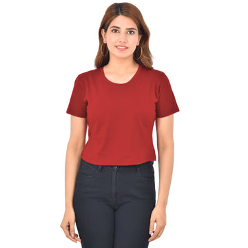 Maroon Cotton Hosiery Crop Top