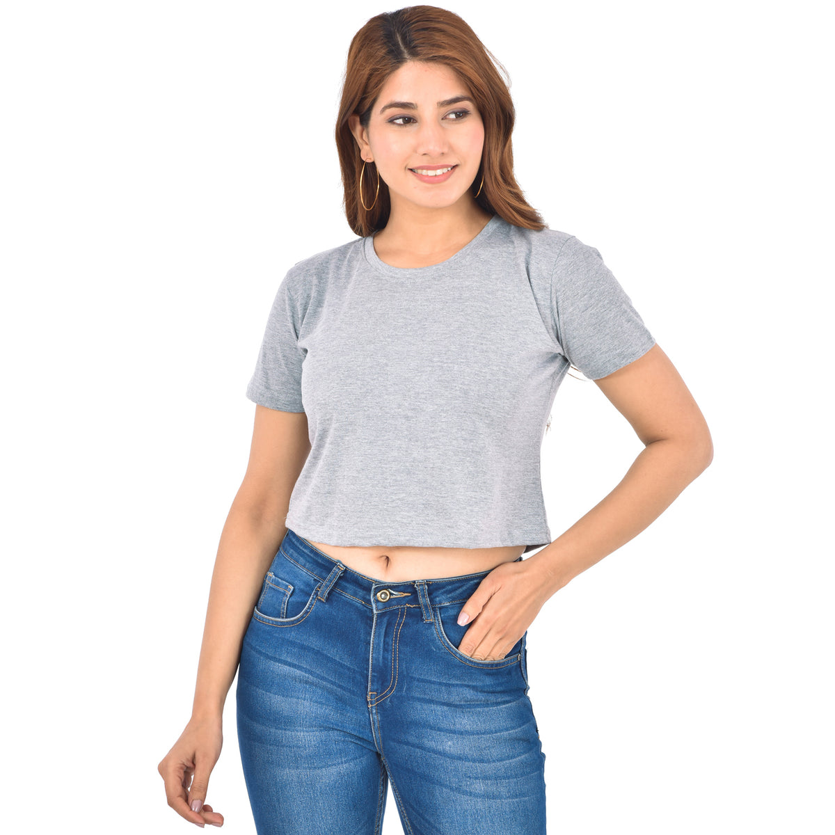 Melange Cotton Hosiery Crop Top