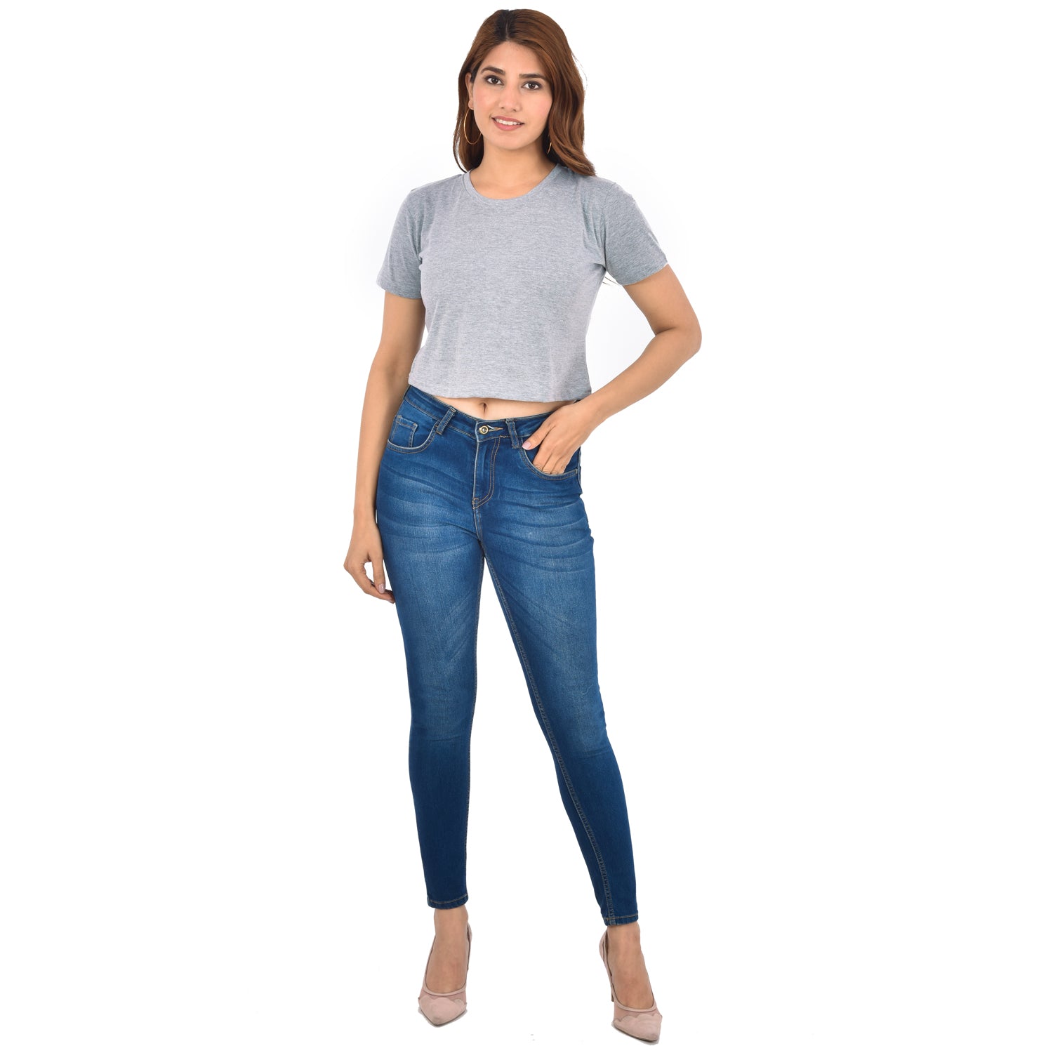 Melange Cotton Hosiery Crop Top
