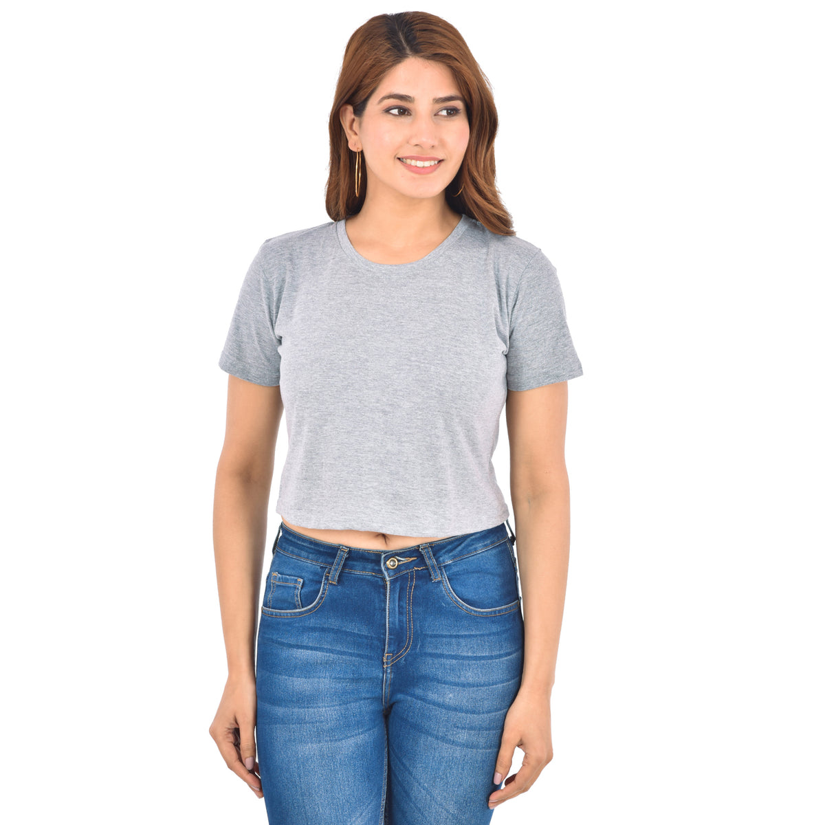 Melange Cotton Hosiery Crop Top