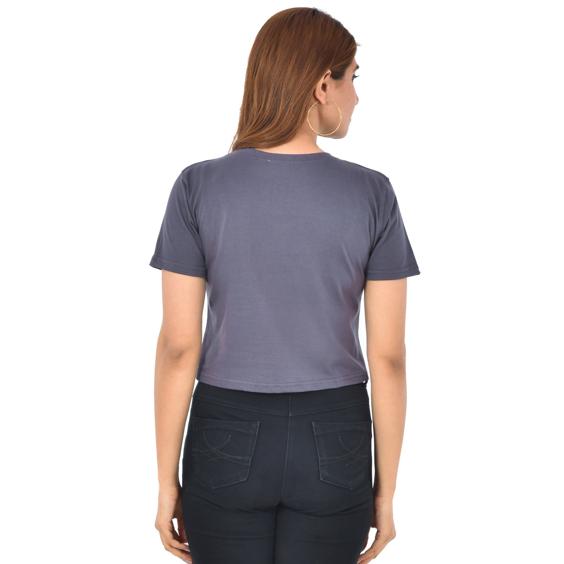 Grey Cotton Hosiery Crop Top