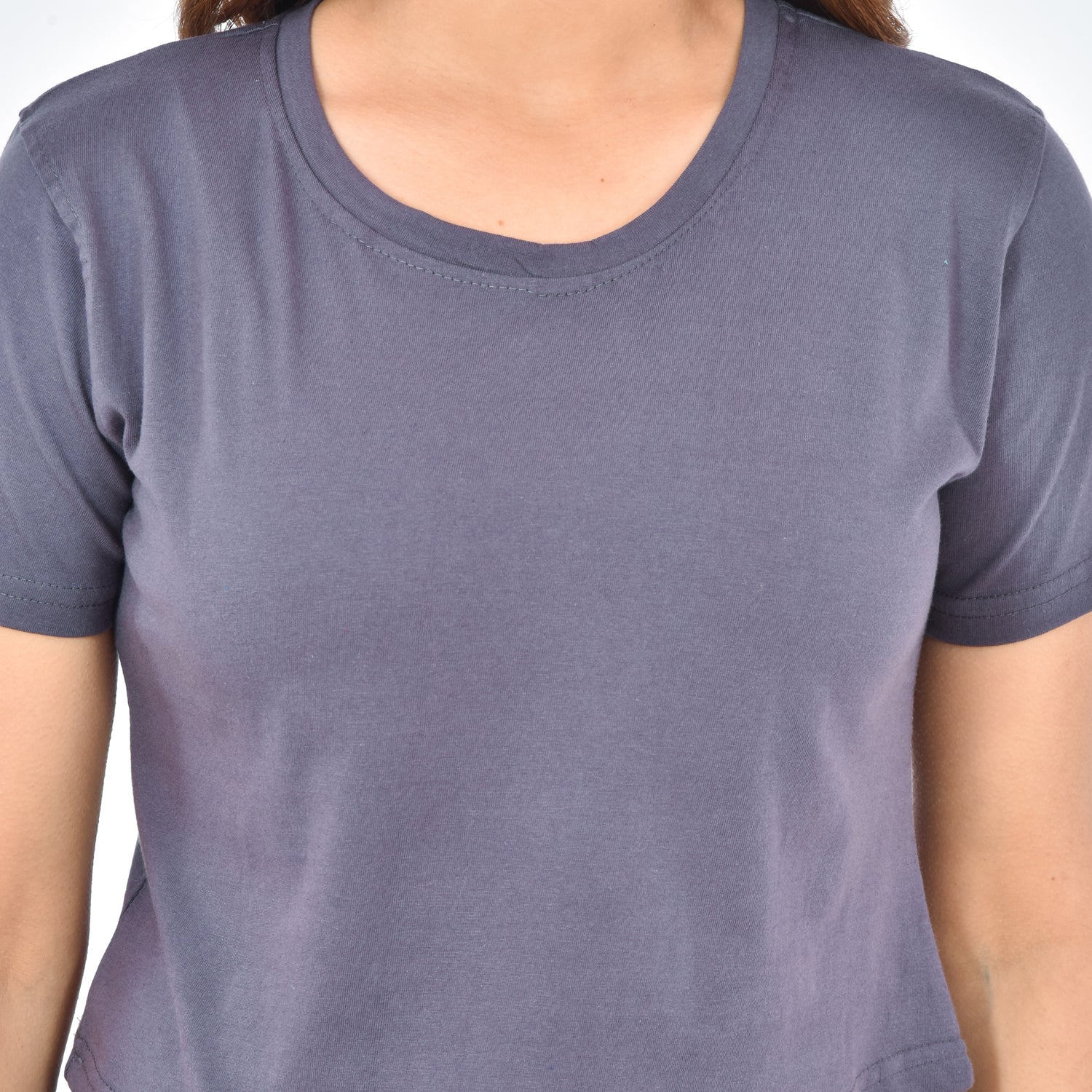 Grey Cotton Hosiery Crop Top
