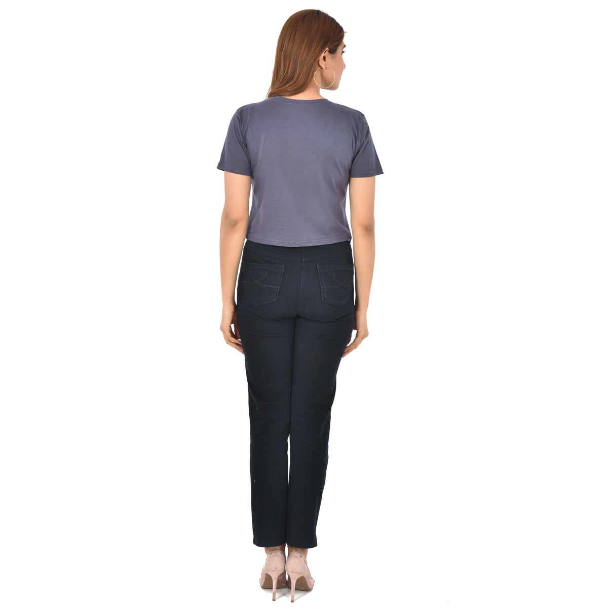 Grey Cotton Hosiery Crop Top