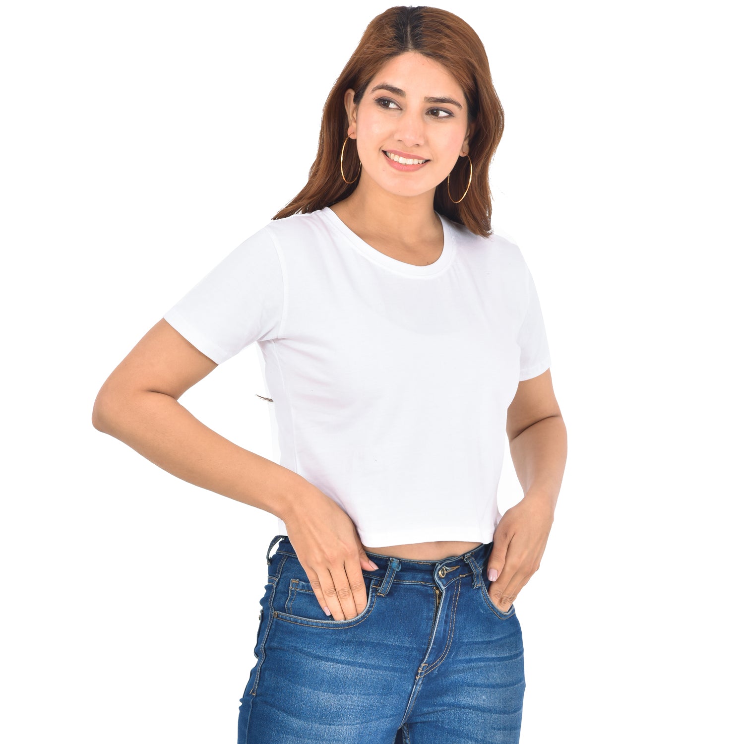 Melange & White Cotton Hosiery Crop Top Combo