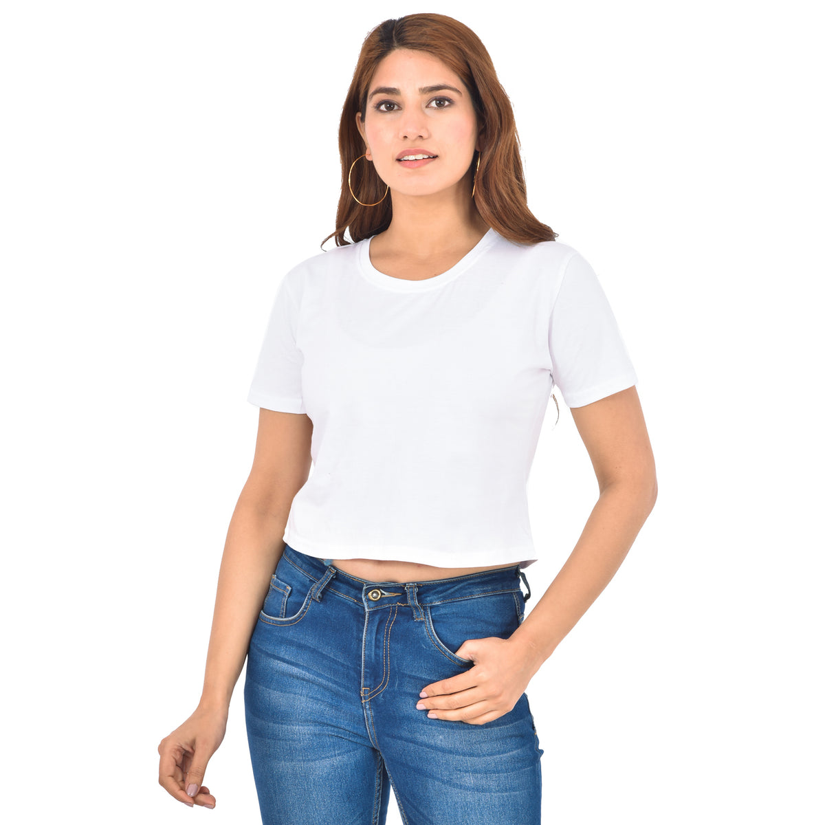 Grey & White Cotton Hosiery Crop Top Combo