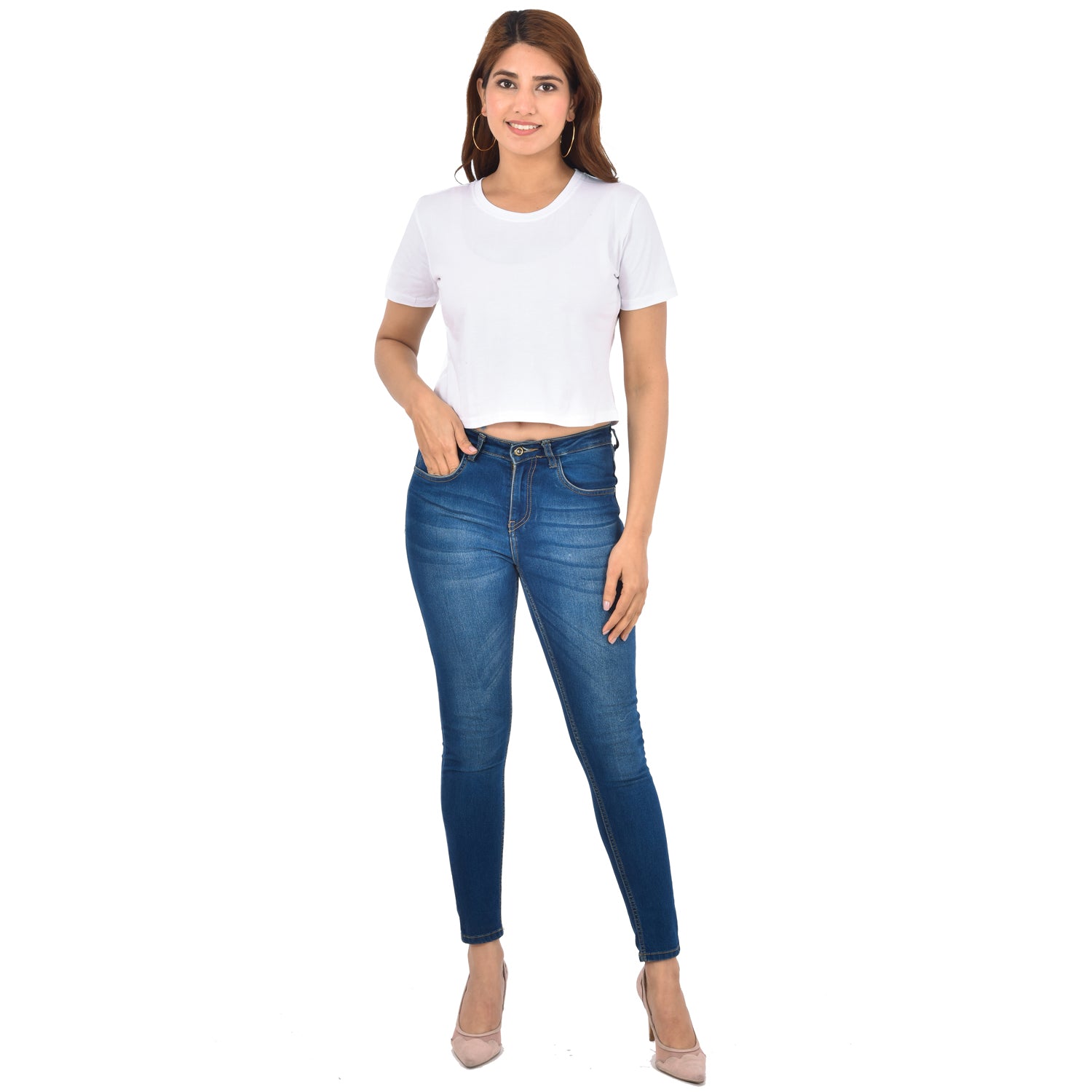 White Cotton Hosiery Crop Top