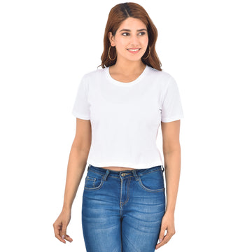 White Cotton Hosiery Crop Top