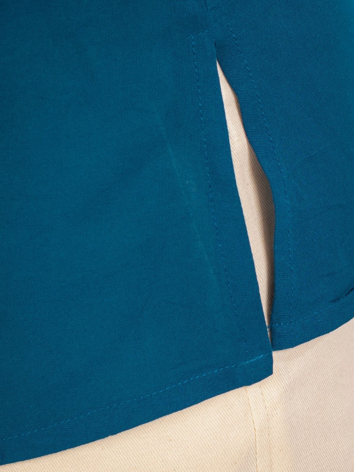 TealBlue Viscose Gathered Neckline Tops