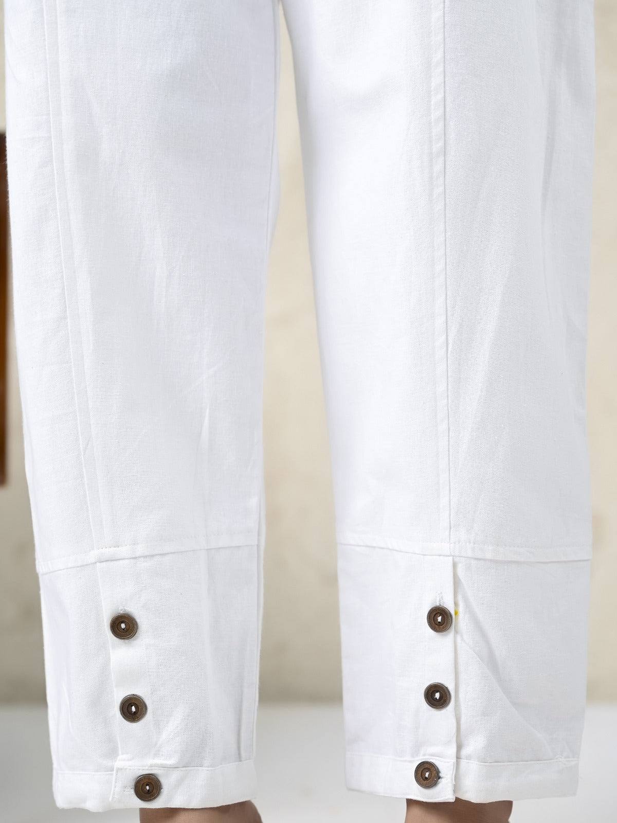 White Side Pocket Pure Cotton Straight Cargo Pant