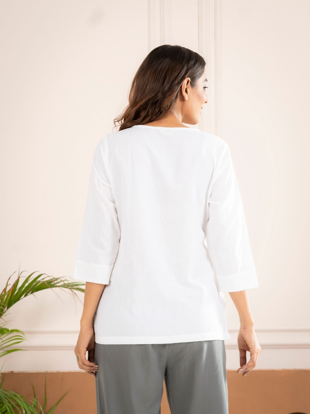 White Everyday Cotton Square Neck Top