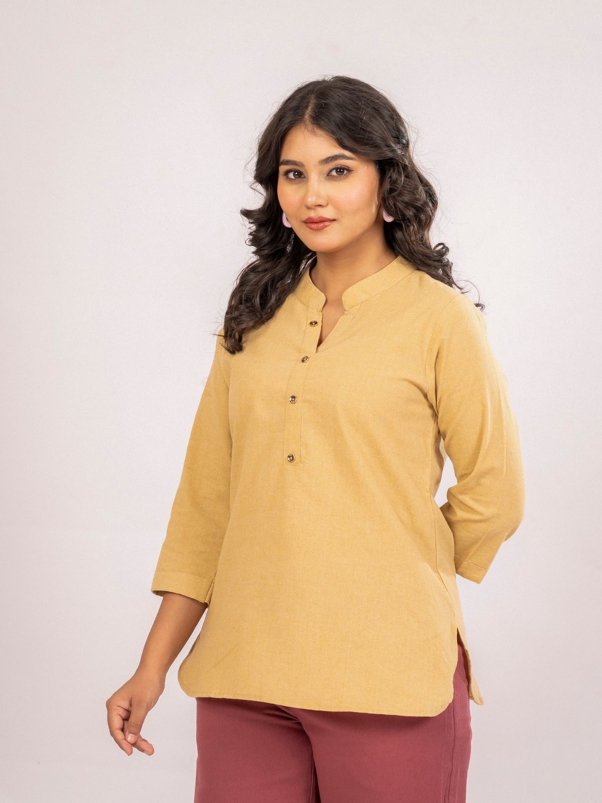 Beige Cotton Comfort Tops