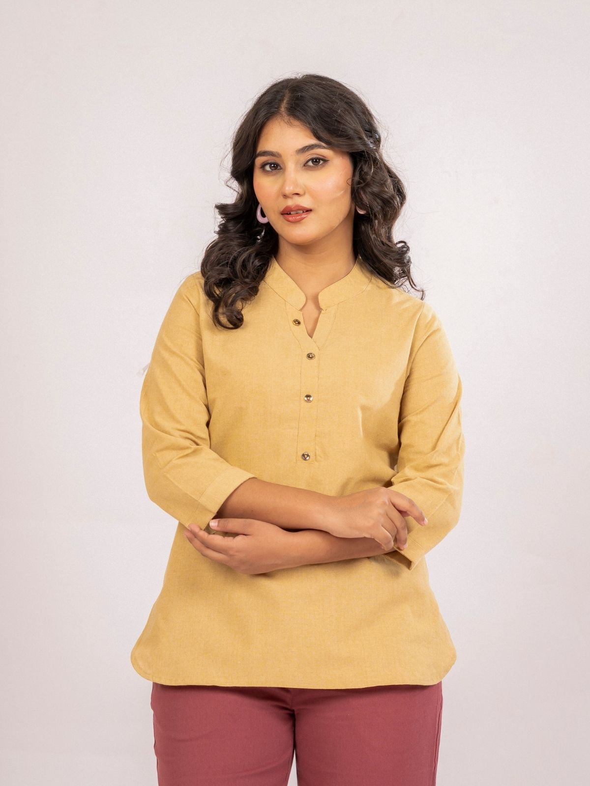 Beige Cotton Comfort Tops