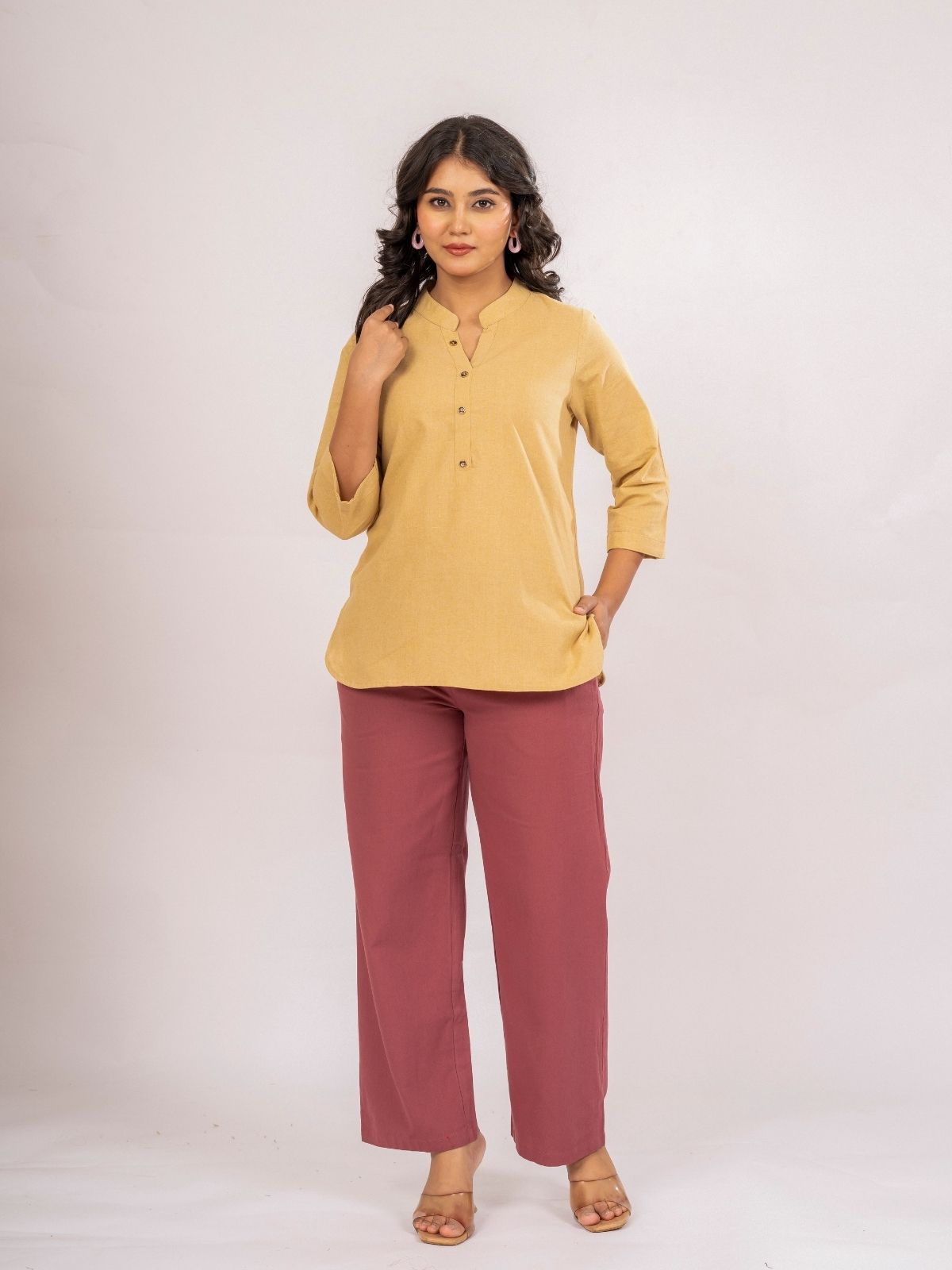 Beige Cotton Comfort Tops