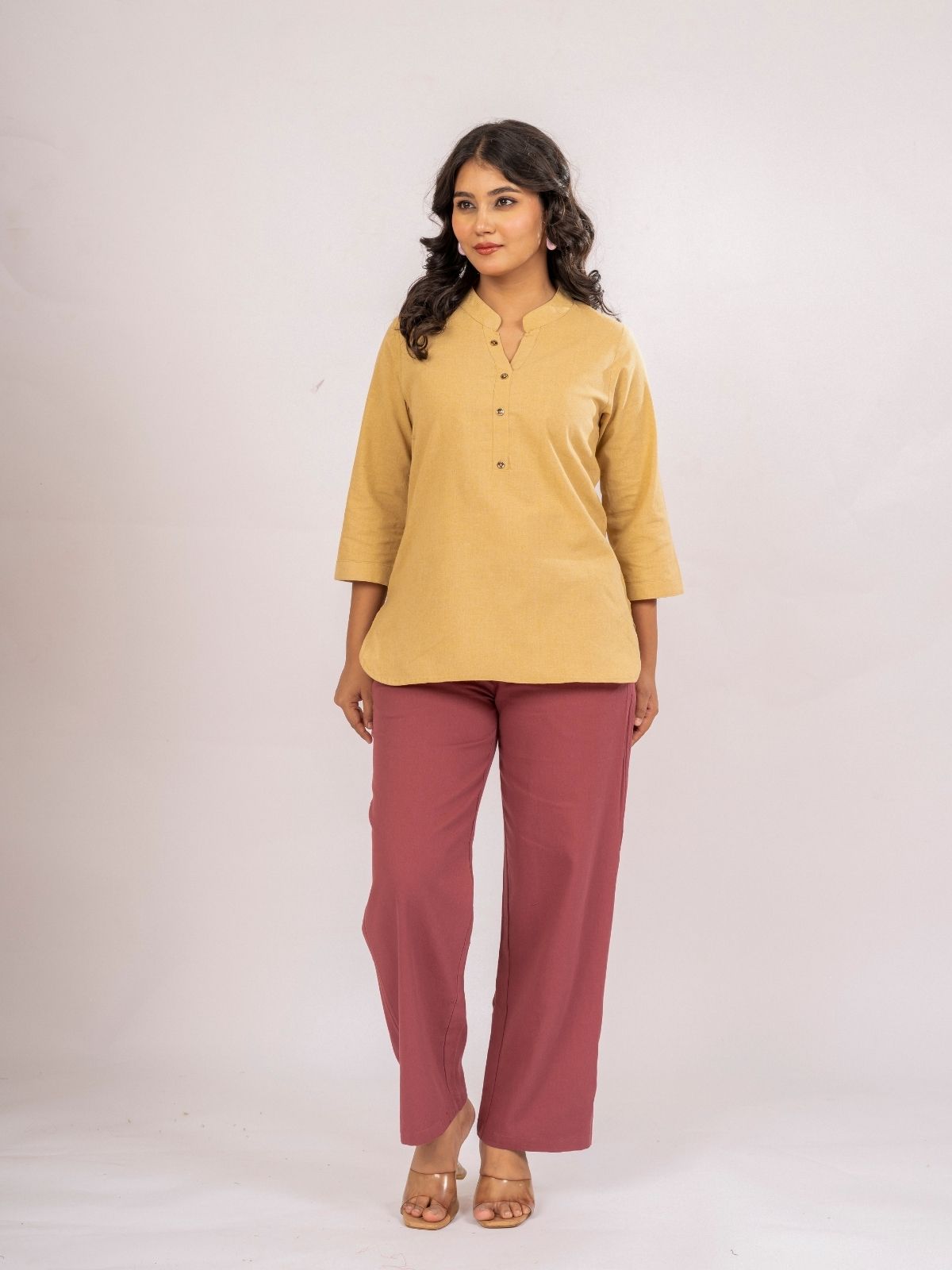 Beige Cotton Comfort Tops