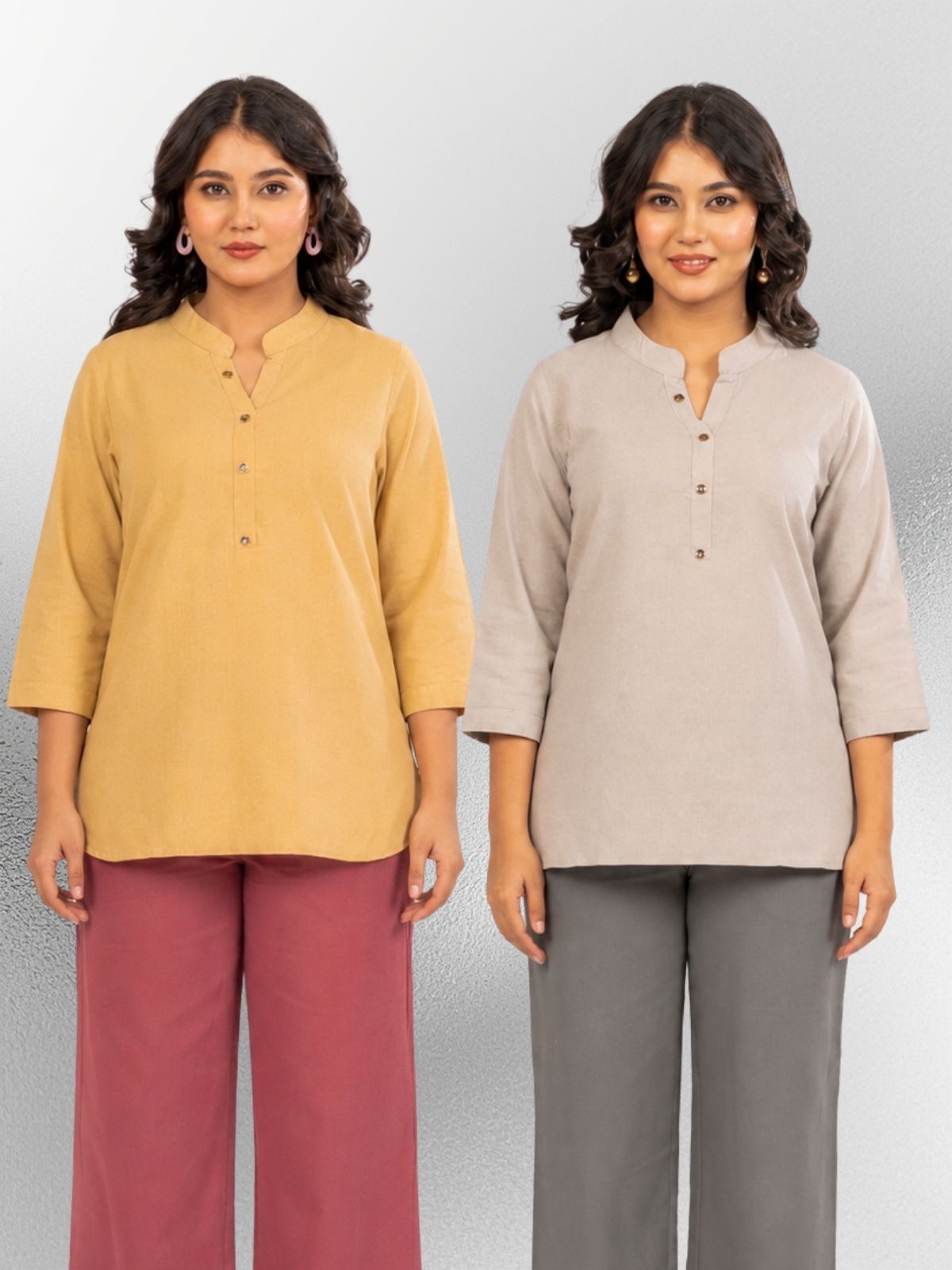 Beige & Grey Cotton Comfort Tops Combo