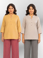 Beige & Grey Cotton Comfort Tops Combo