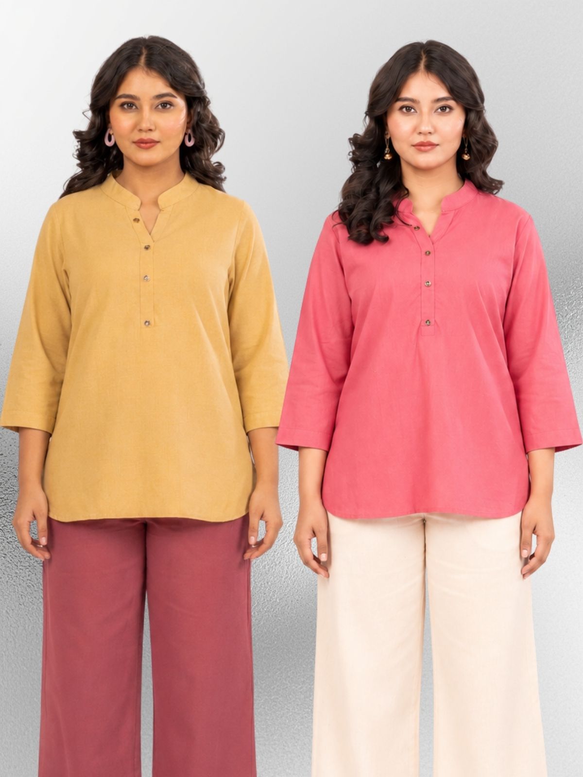 Beige & MauvePink Cotton Comfort Tops Combo