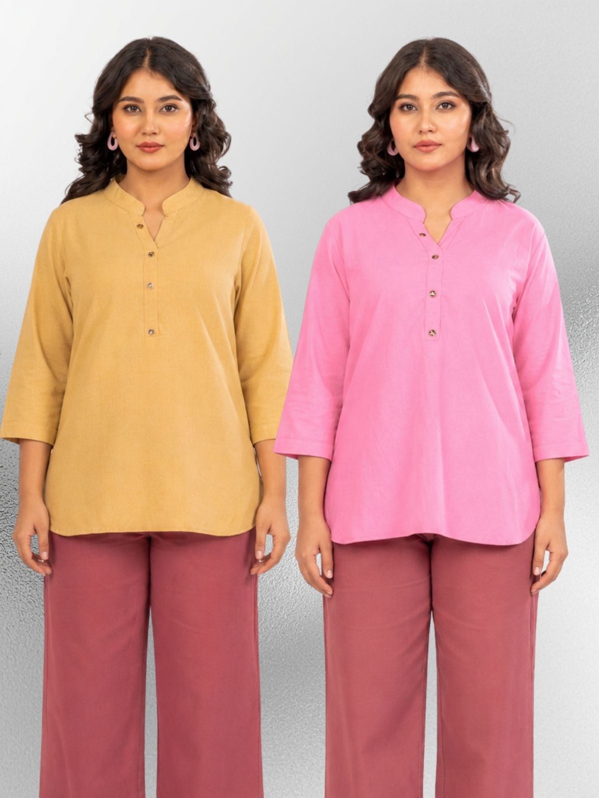 Beige & Pink Cotton Comfort Tops Combo
