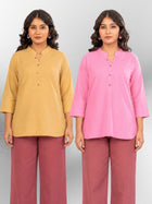 Beige & Pink Cotton Comfort Tops Combo