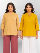 Beige & Yellow Cotton Comfort Tops Combo