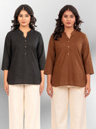 Black & Brown Cotton Comfort Tops Combo