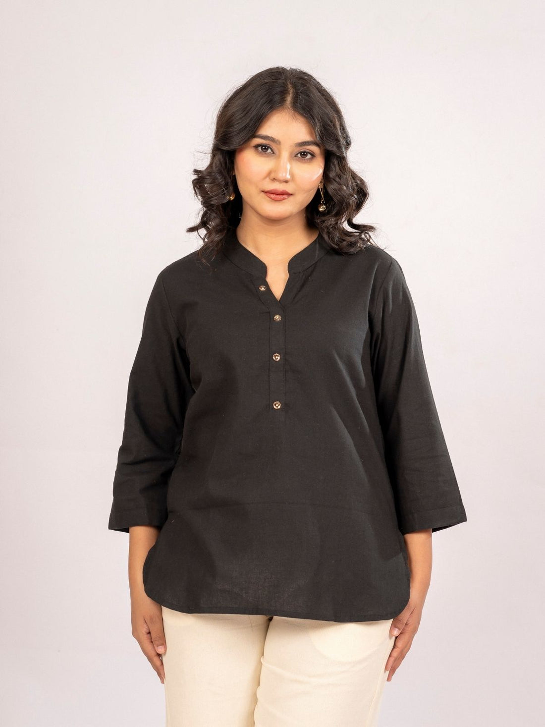 Black Cotton Comfort Tops