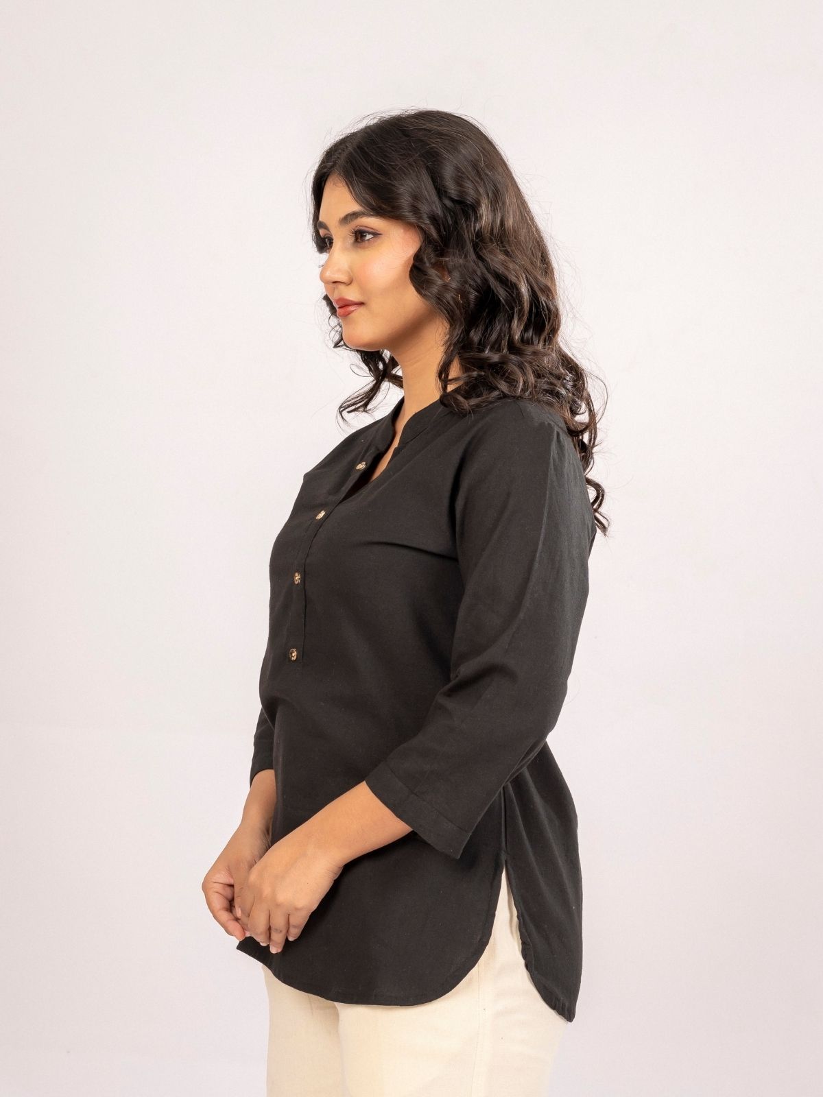 Black Cotton Comfort Tops