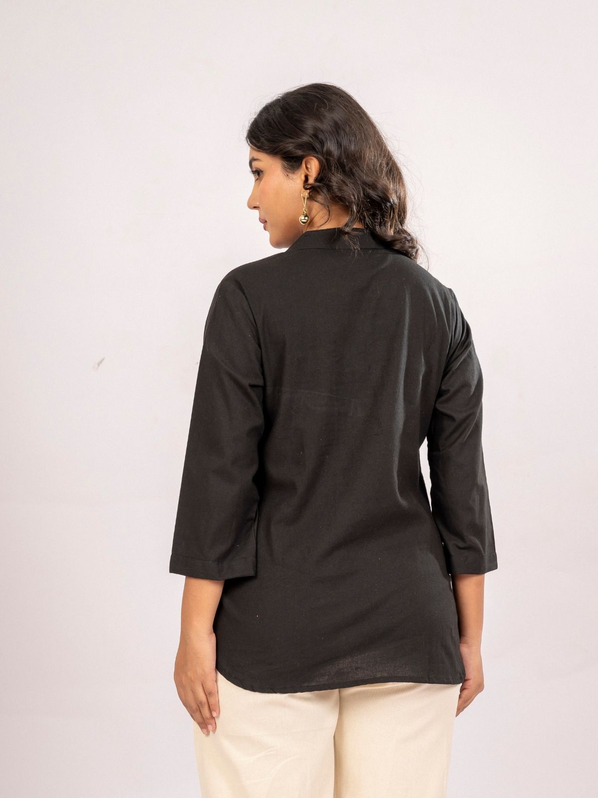 Black Cotton Comfort Tops