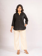 Black Cotton Comfort Tops