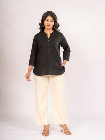 Black Cotton Comfort Tops