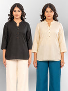 Black & Cream Cotton Comfort Tops Combo