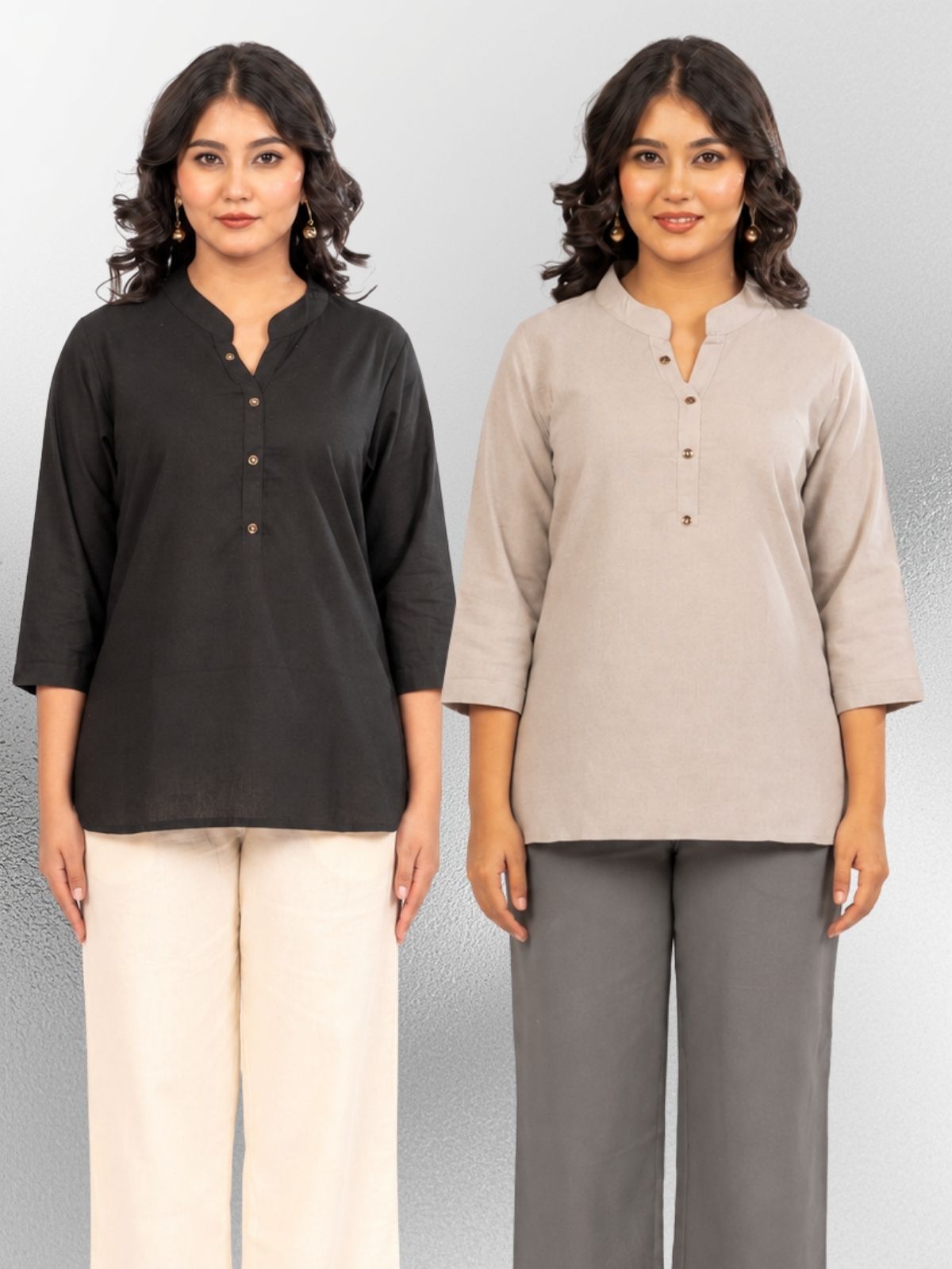 Black & Grey Cotton Comfort Tops Combo