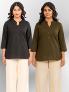 Black & Mehndi Cotton Comfort Tops Combo