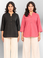Black & MauvePink Cotton Comfort Tops Combo