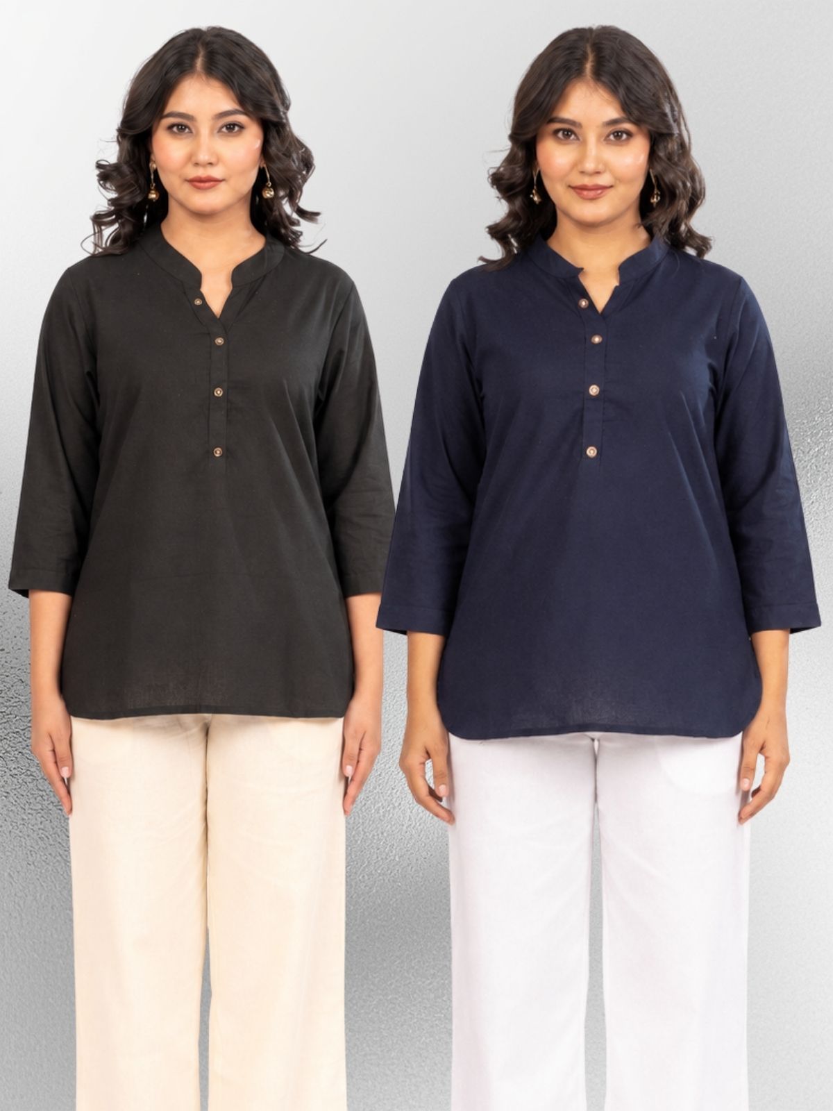 Black & NavyBlue Cotton Comfort Tops Combo