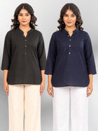 Black & NavyBlue Cotton Comfort Tops Combo