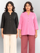 Black & Pink Cotton Comfort Tops Combo