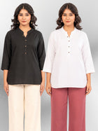Black & White Cotton Comfort Tops Combo