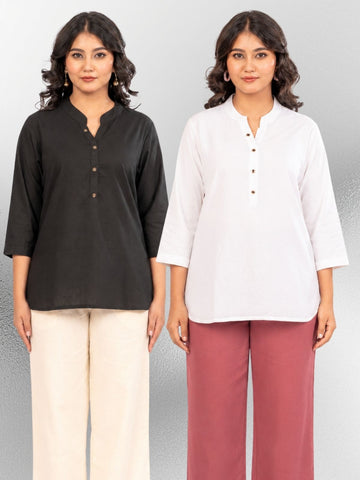 Black & White Cotton Comfort Tops Combo