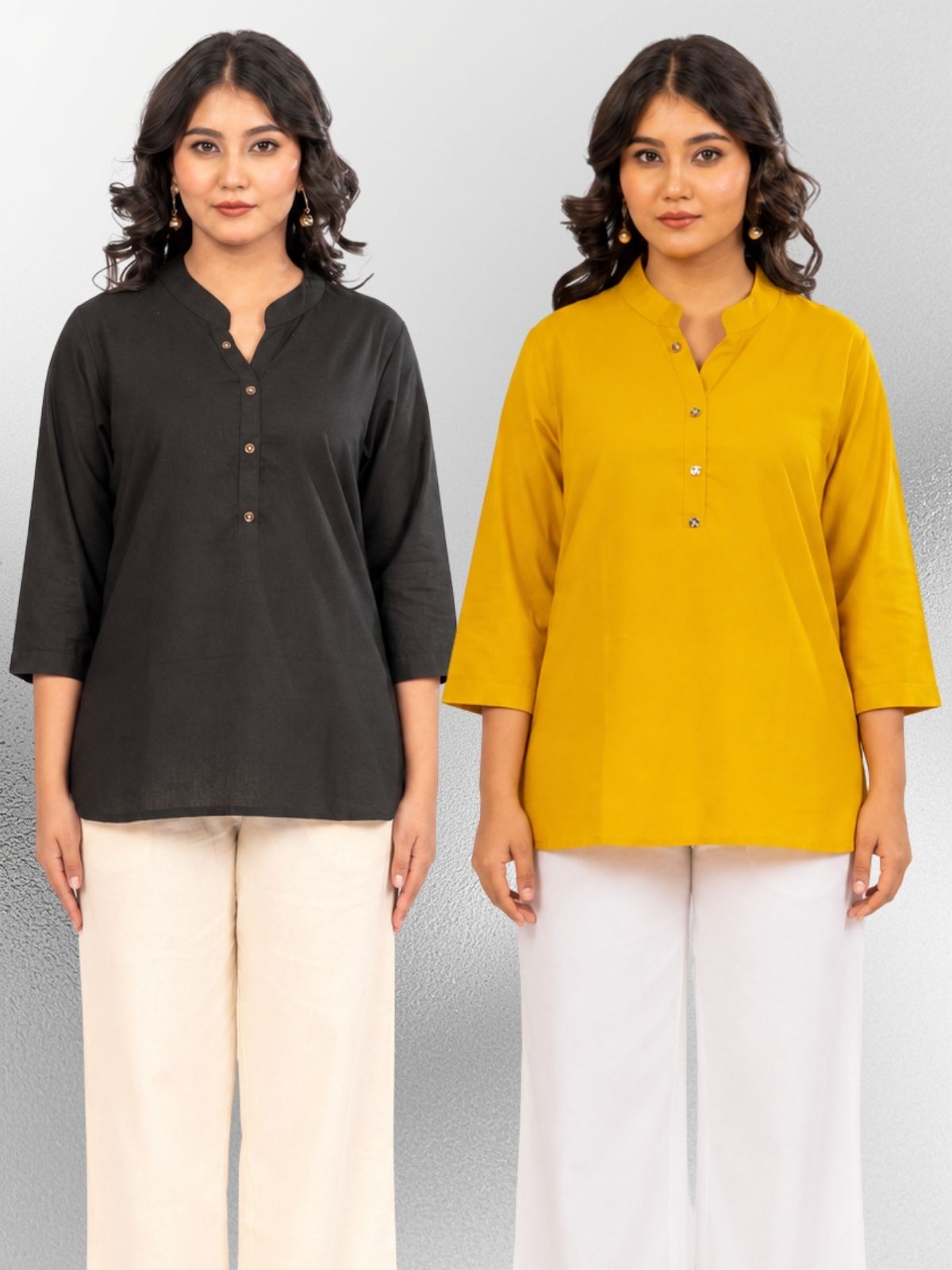 Black & Yellow Cotton Comfort Tops Combo