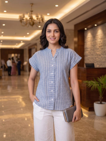 Blue Stripe Cotton Top